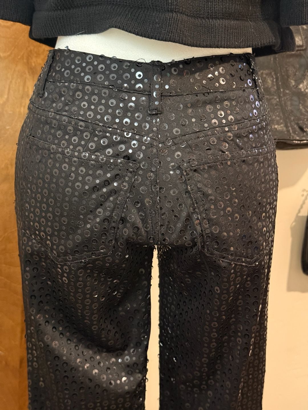 Vintage Y2K Z.Cavaricci Black Sequin Low Rise Pants Size 3 8