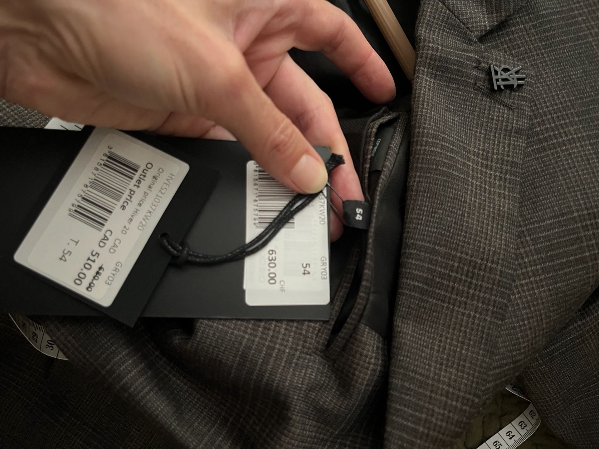 The Kooples Plaid Suit Jacket Gray Size FRENCH 54 5