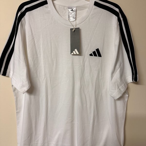 Adidas Men M 3S CO TEE 3-Stripe Short Sleeve T-Shirt White Large KG5483