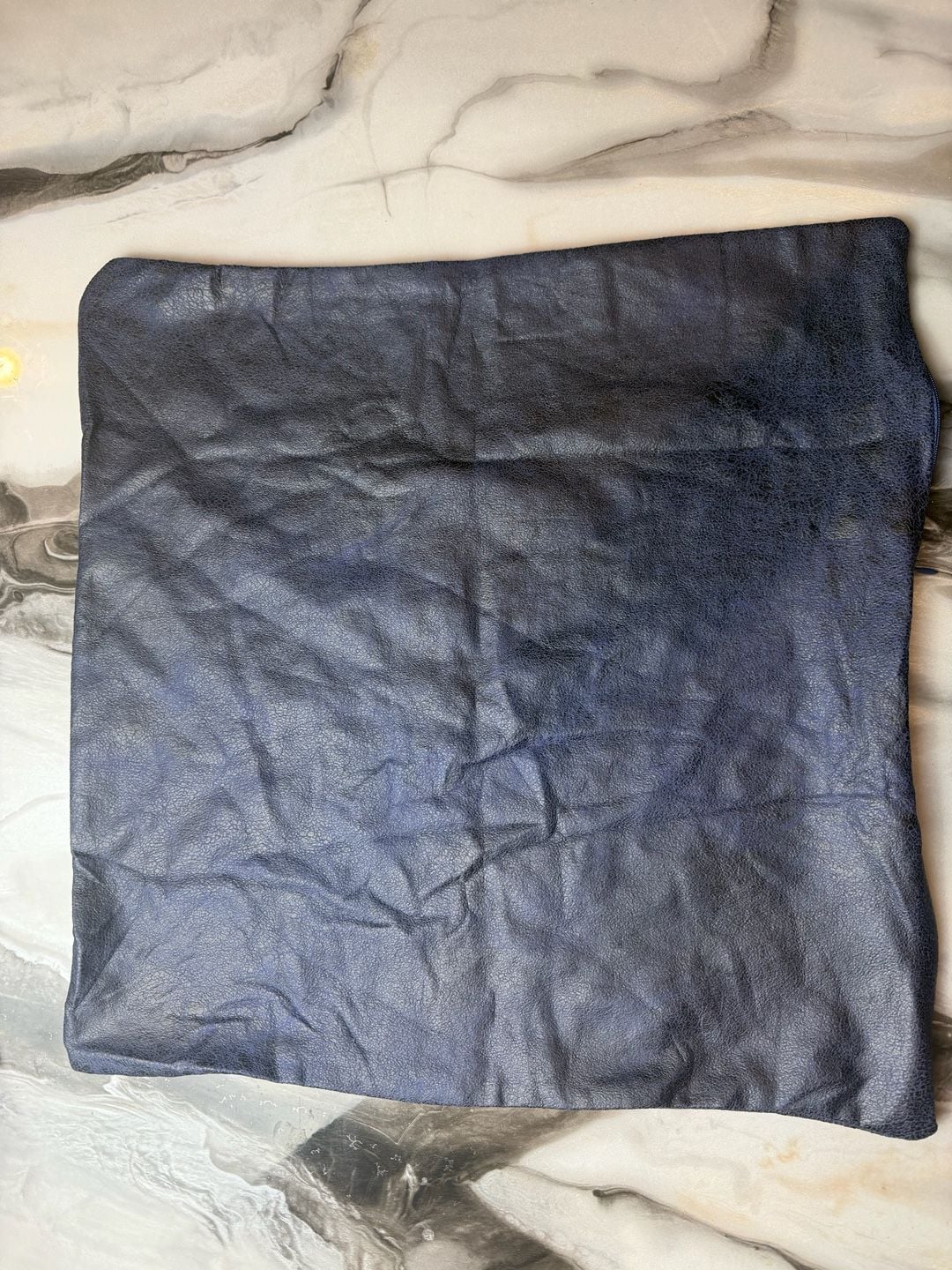 Faux Leather Pillow Cover, 17.5āx 16.5ā Navy Blue 1