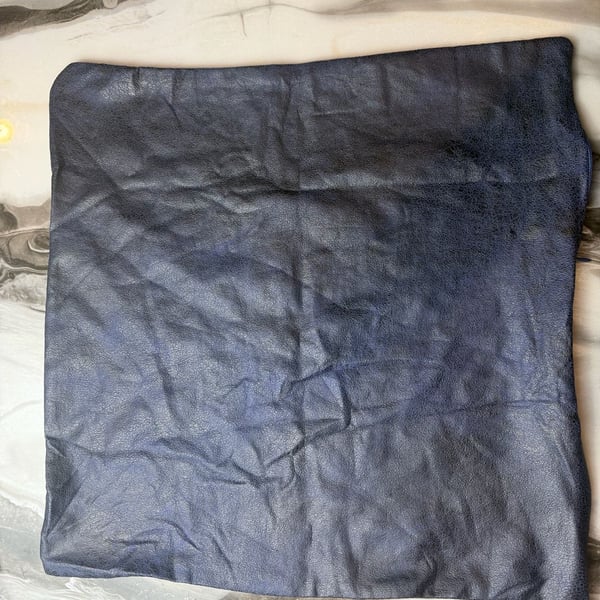 Faux Leather Pillow Cover, 17.5”x 16.5” Navy Blue