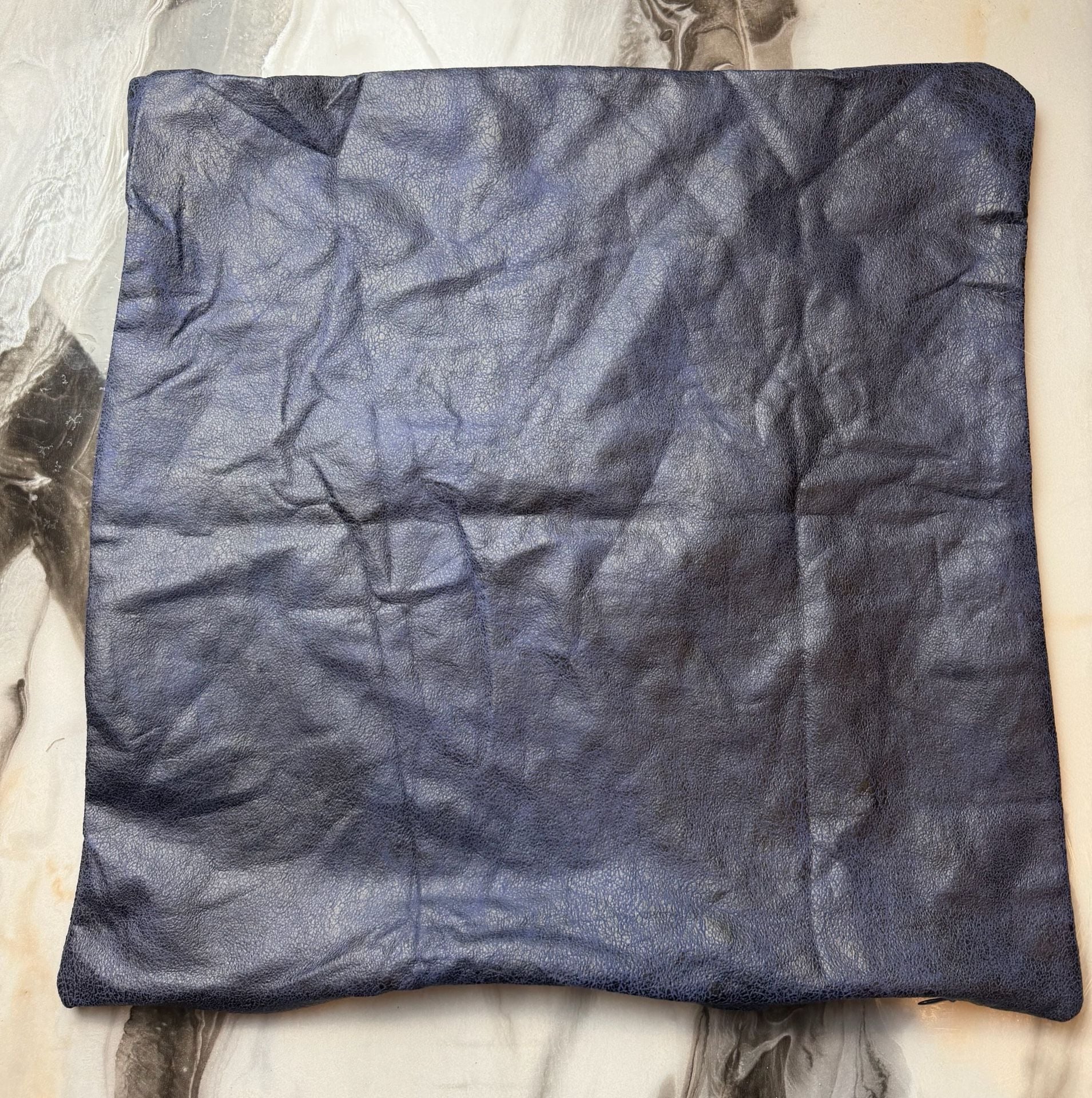 Faux Leather Pillow Cover, 17.5āx 16.5ā Navy Blue 2
