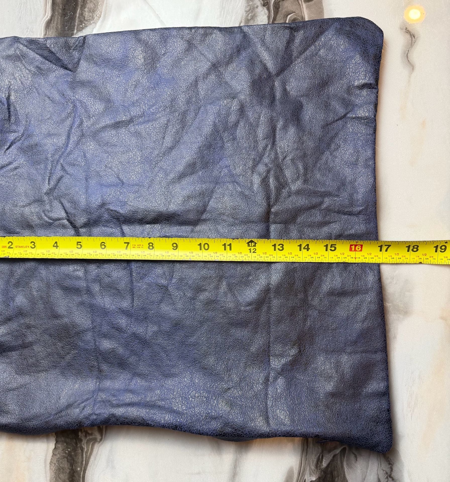 Faux Leather Pillow Cover, 17.5āx 16.5ā Navy Blue 3
