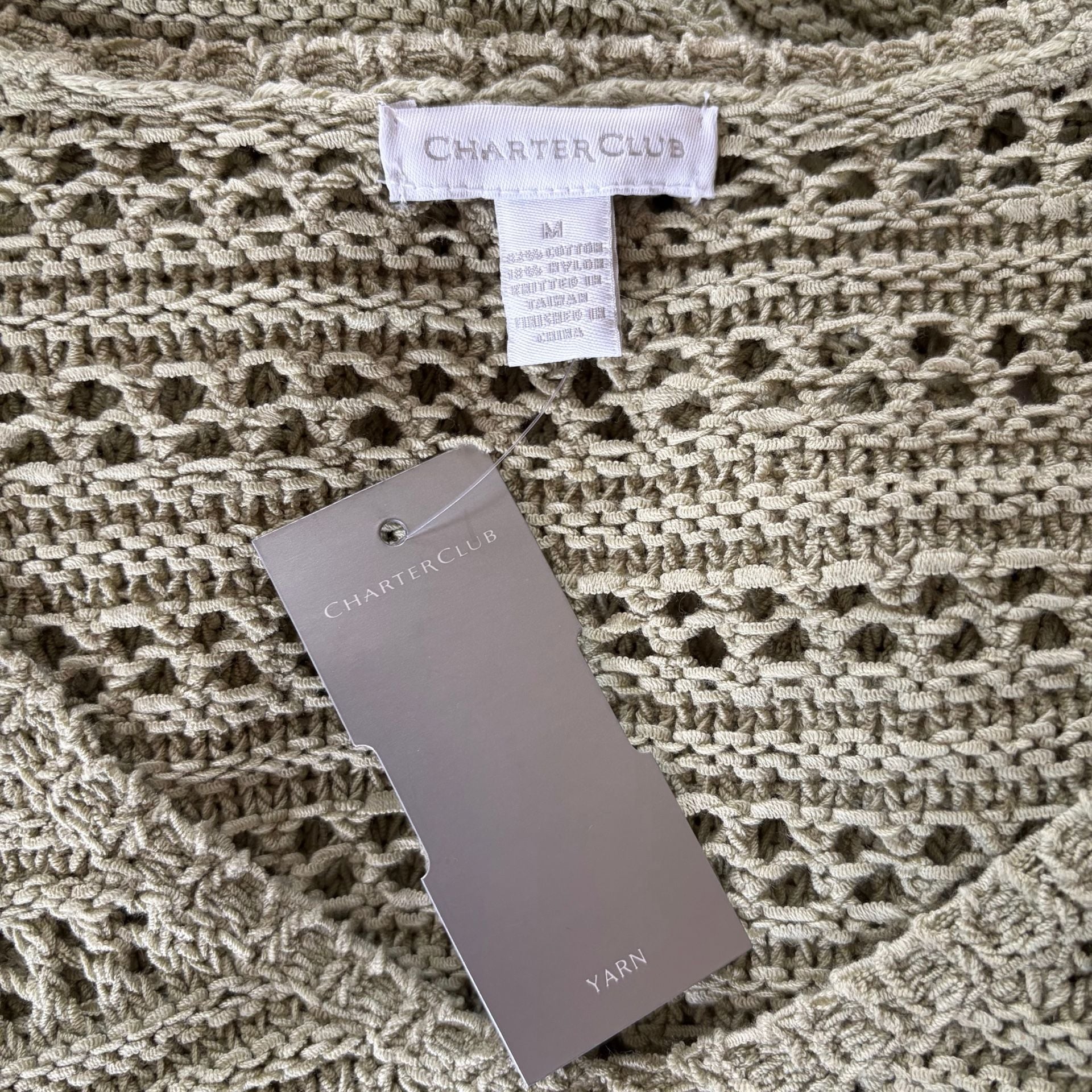 NWT V-Neck Openwork Knit Long Sleeve Sweater M 6