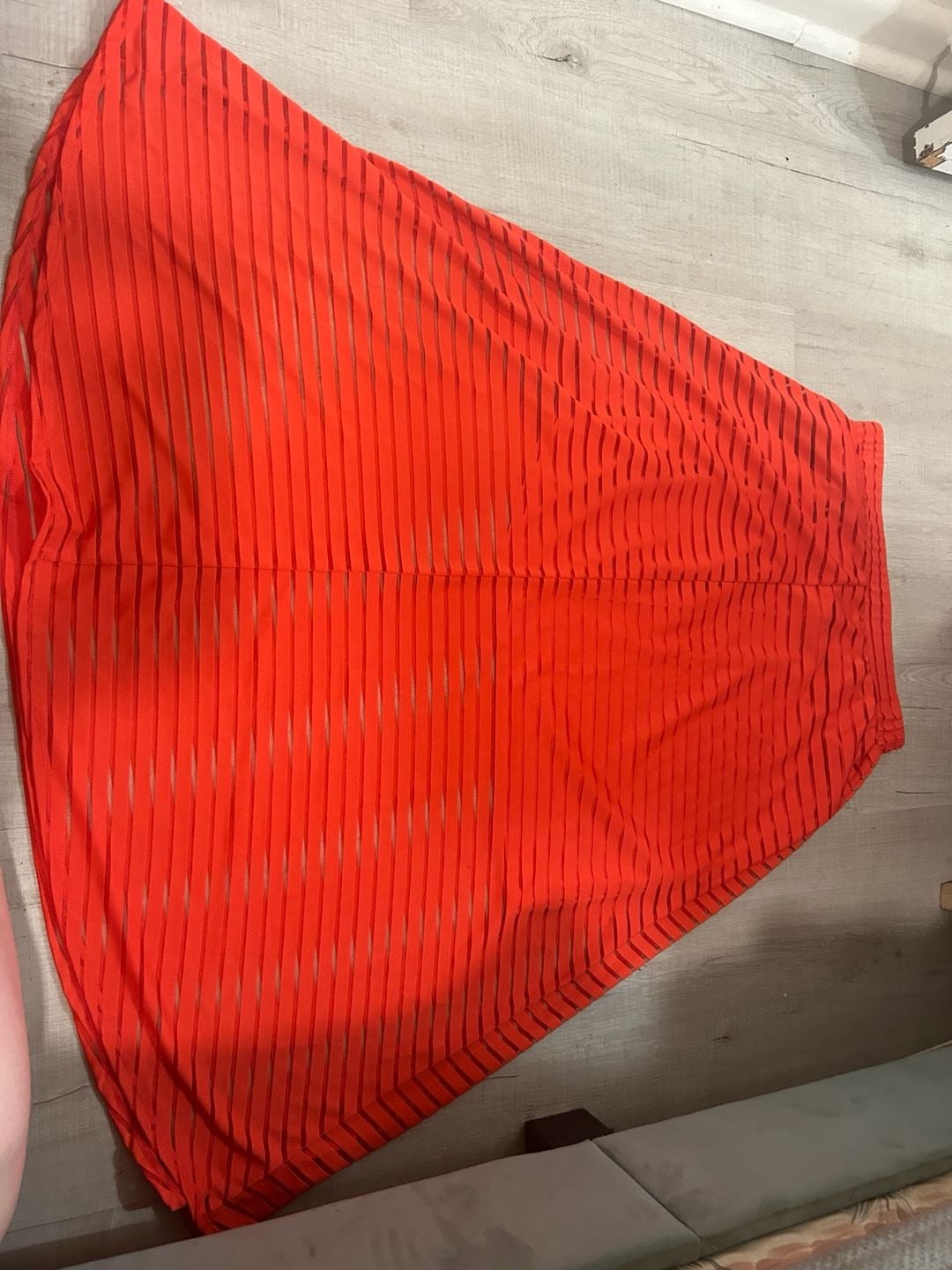 Marc Bouwer Unlimited Red Striped Mesh Maxi Skirt Size M 3
