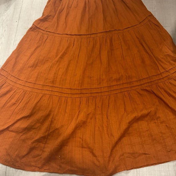 Antthony Original Style 19757 Orange Tiered Cotton Maxi Skirt