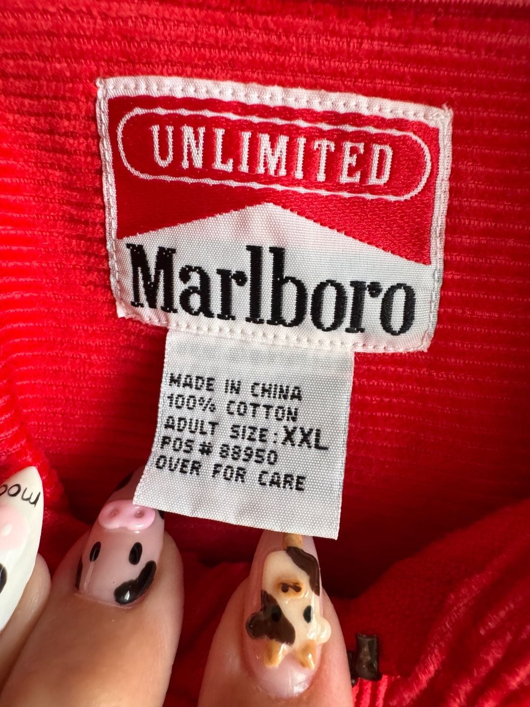 Vintage Marlboro Unlimited Red Corduroy Half Zip Pullover Shirt Jacket XXL 4