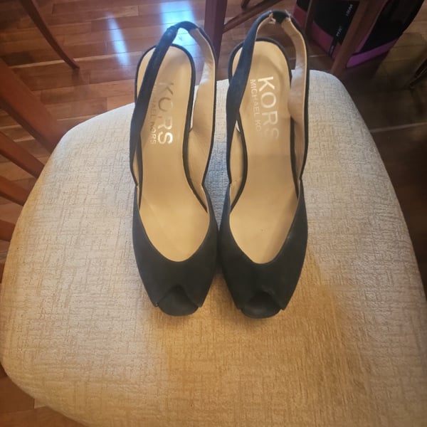 KORS Michael Kors blue Suede Peep Toe Slingback Wedge Heels Size 8.5M