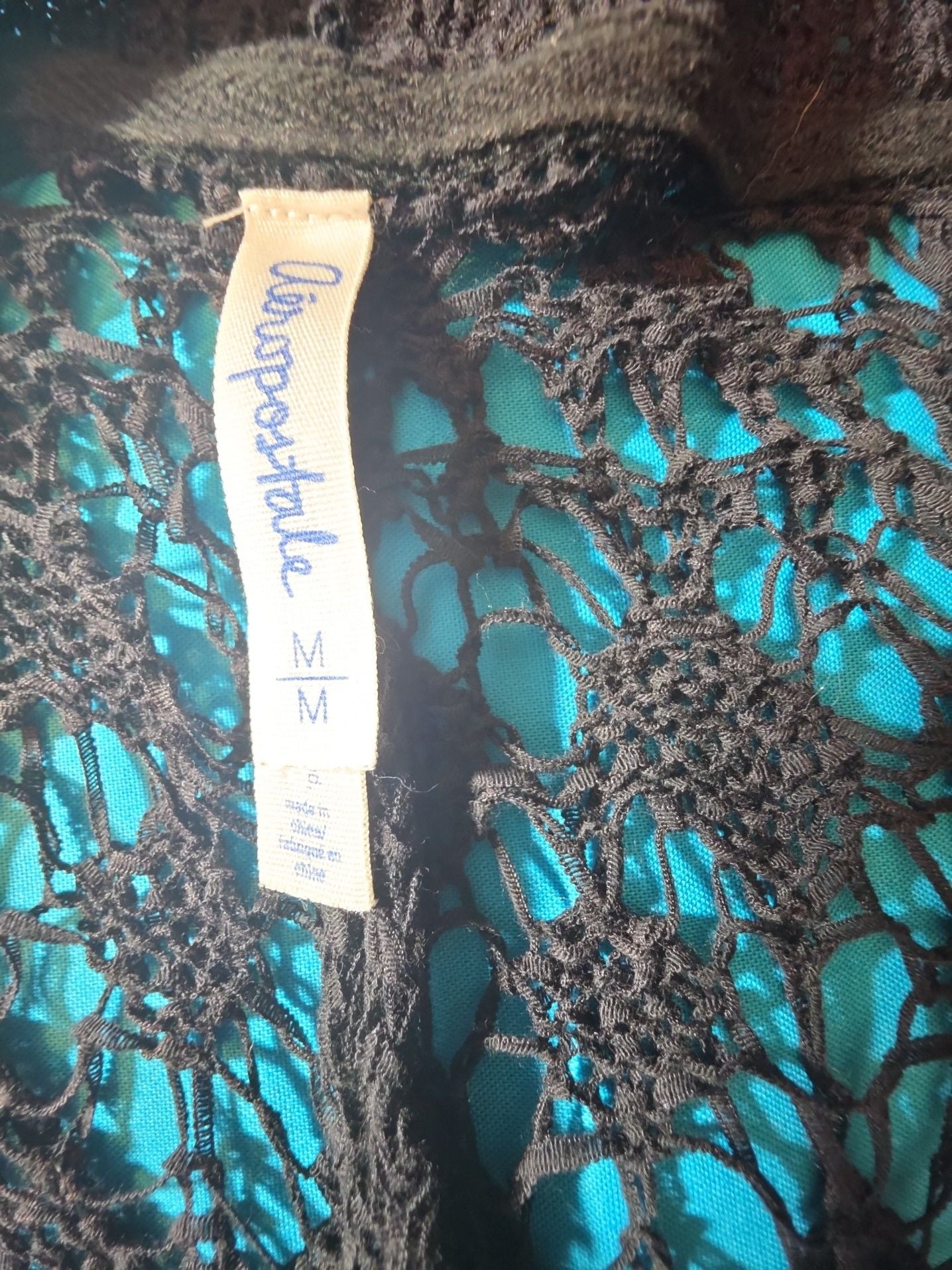 Aeropostale Black Open Knit Crochet Boho Cardigan Cover Up 3