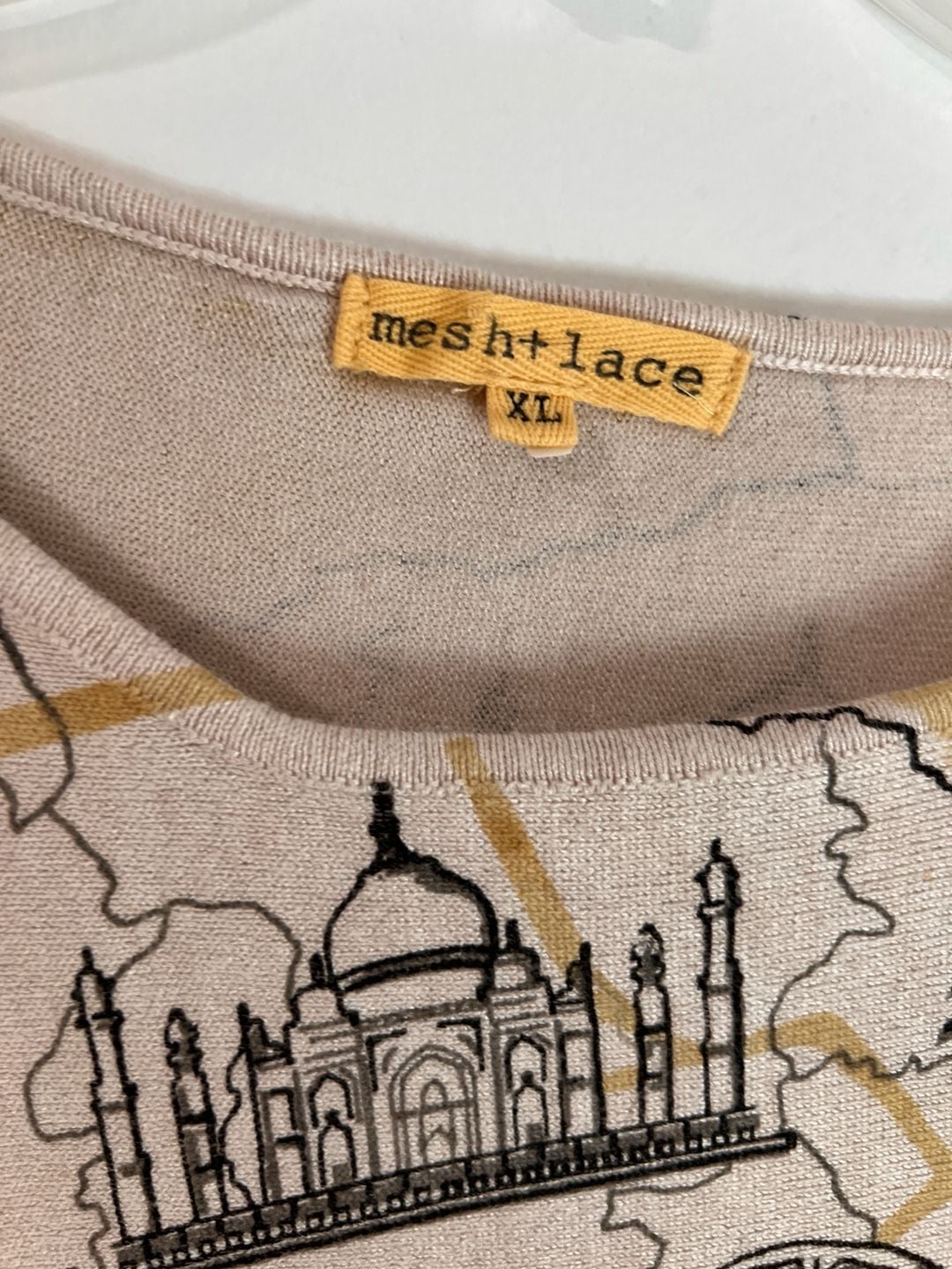 Mesh + Lace Women's India Map Taj Mahal Embellished Knit Sweater XL 5