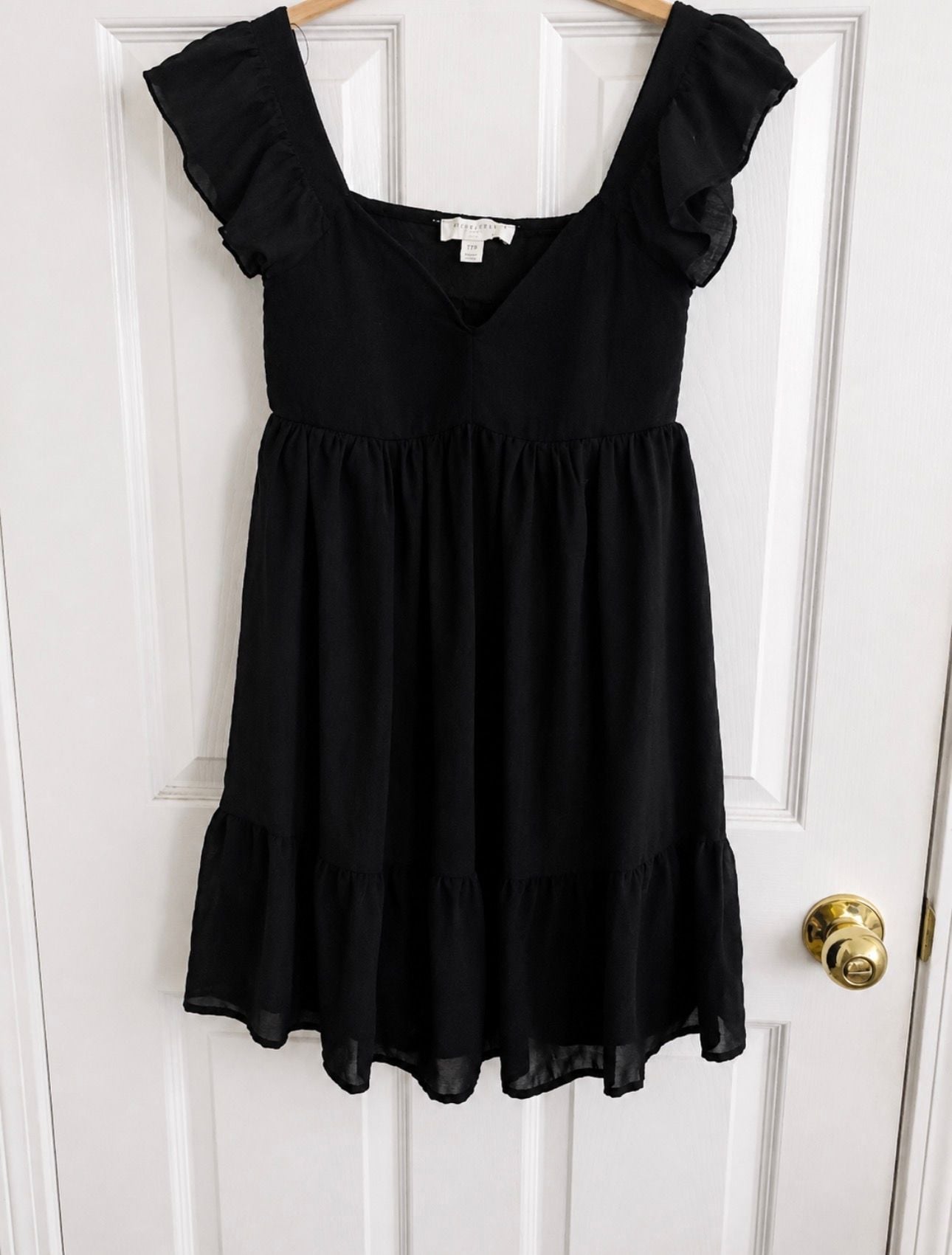 Thirty/Thirty LA Black Smocked Babydoll Mini Dress Medium 4