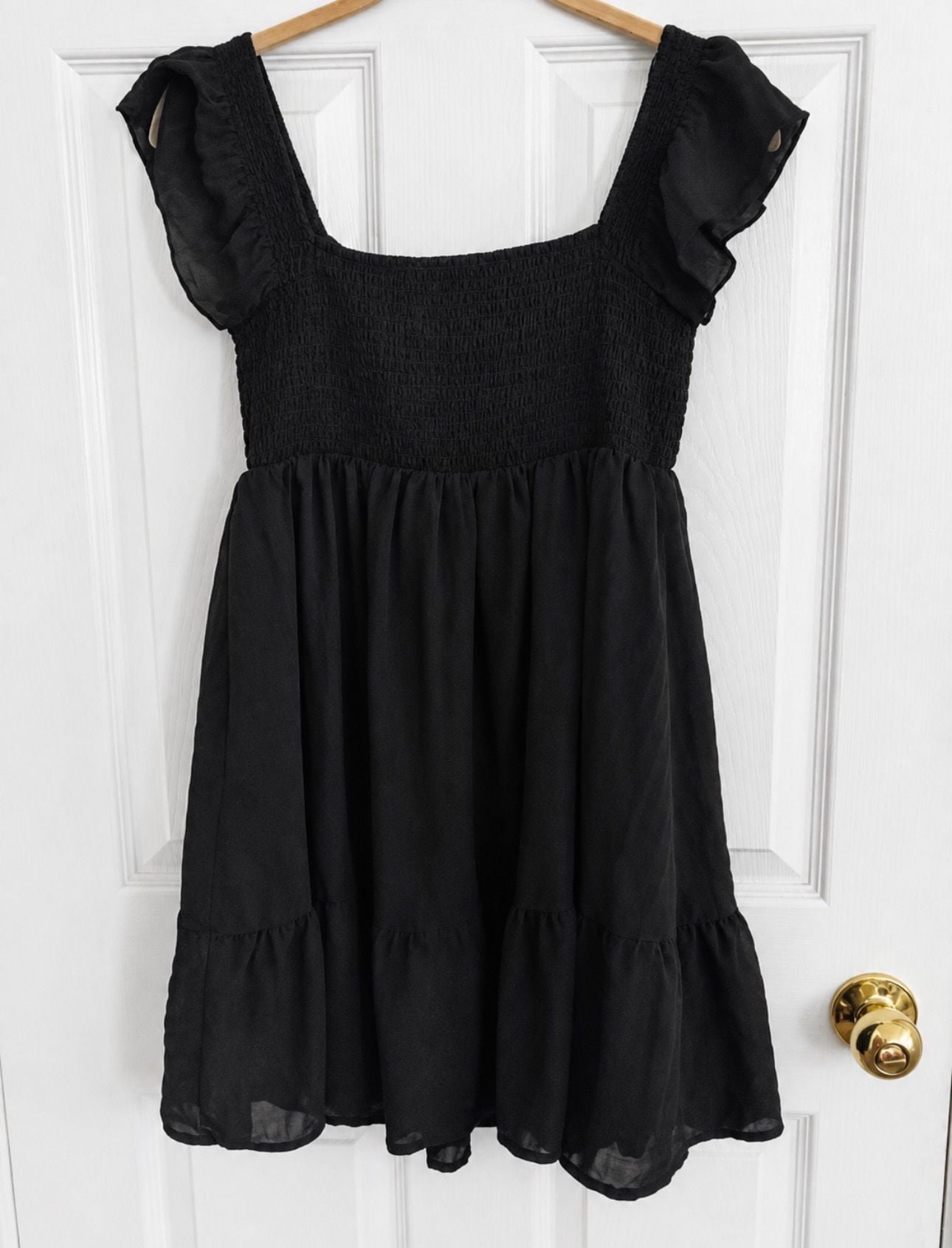 Thirty/Thirty LA Black Smocked Babydoll Mini Dress Medium 5