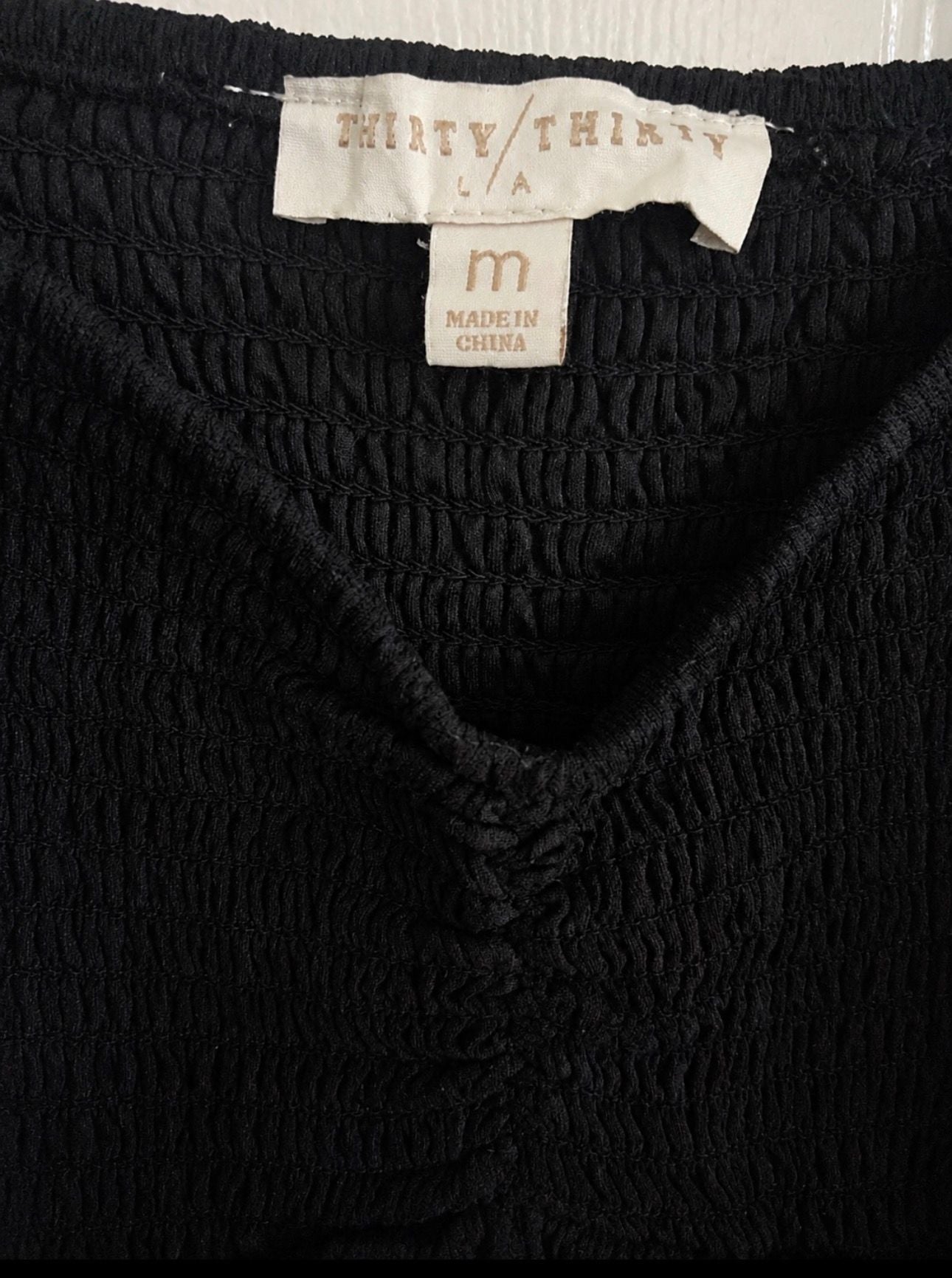 Thirty/Thirty LA Black Smocked Babydoll Mini Dress Medium 6