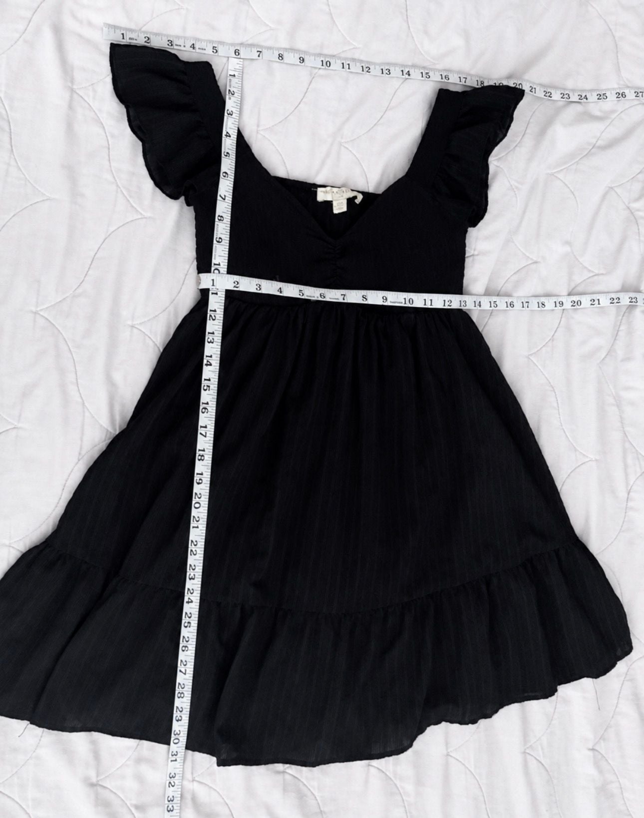 Thirty/Thirty LA Black Smocked Babydoll Mini Dress Medium 7