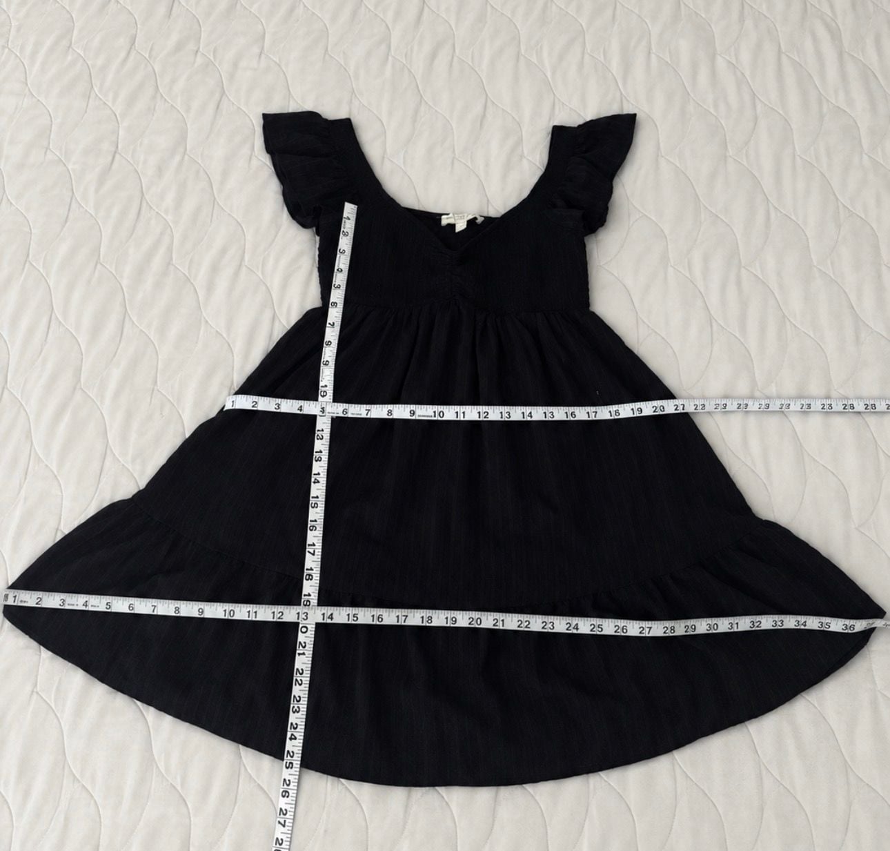 Thirty/Thirty LA Black Smocked Babydoll Mini Dress Medium 9