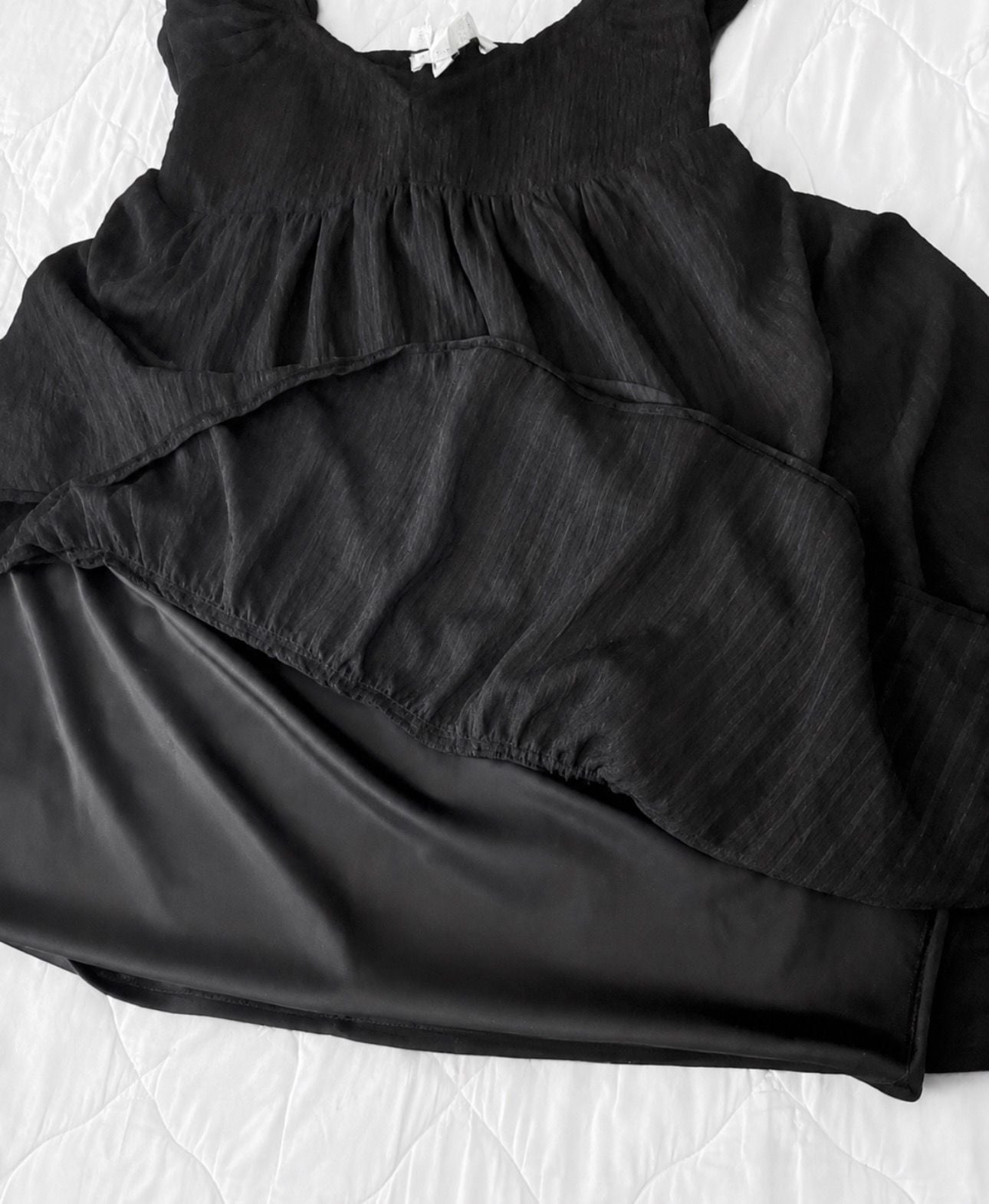 Thirty/Thirty LA Black Smocked Babydoll Mini Dress Medium 10