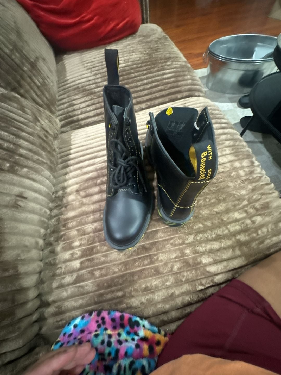 Dr. Martens 1460 Black Smooth Yellow Marbled Sole Combat Boots Size US M 8 / US L 9 2