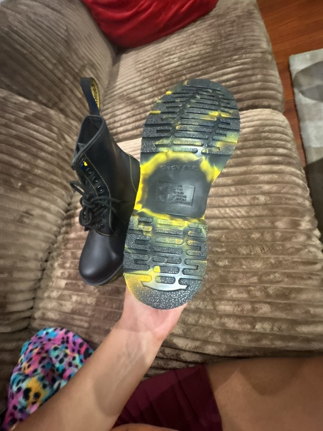 Dr. Martens 1460 Black Smooth Yellow Marbled Sole Combat Boots Size US M 8 / US L 9 5