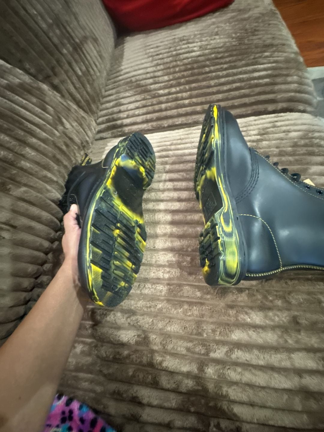 Dr. Martens 1460 Black Smooth Yellow Marbled Sole Combat Boots Size US M 8 / US L 9 6