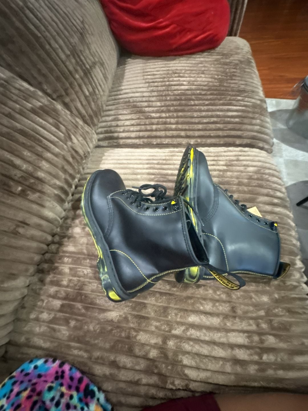 Dr. Martens 1460 Black Smooth Yellow Marbled Sole Combat Boots Size US M 8 / US L 9 8
