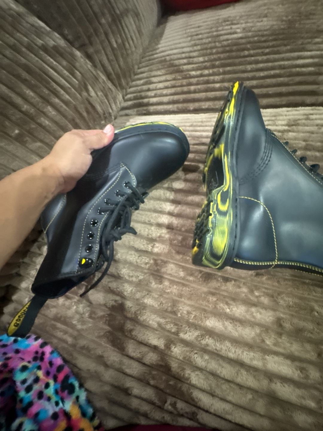 Dr. Martens 1460 Black Smooth Yellow Marbled Sole Combat Boots Size US M 8 / US L 9 9