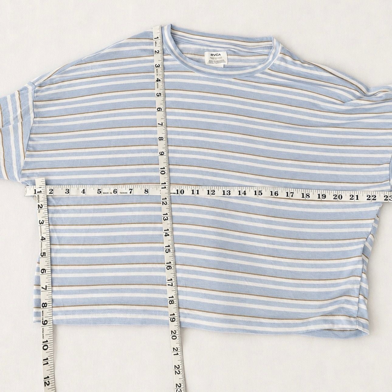 RVCA Selects Blue Striped Modal Oversized Crop Long Sleeve Top Small 5