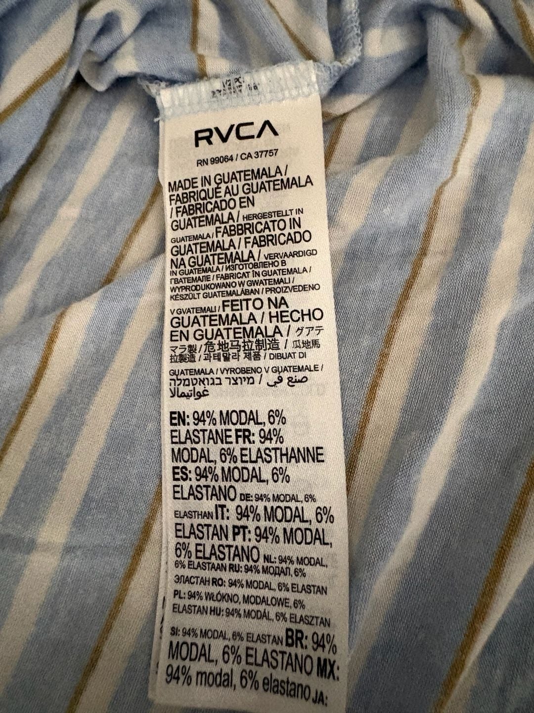 RVCA Selects Blue Striped Modal Oversized Crop Long Sleeve Top Small 7