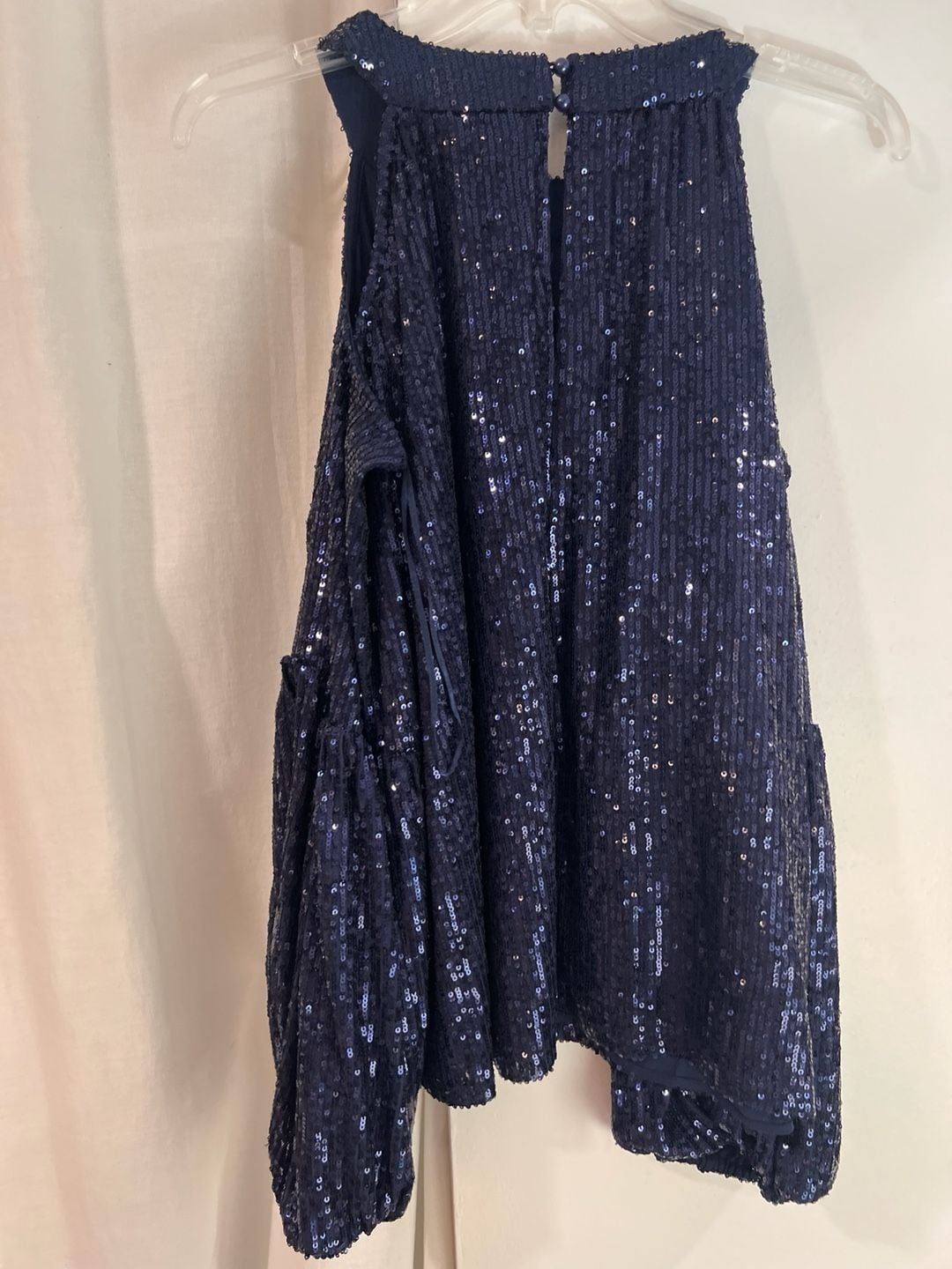 NWT CeCe Navy Blue Cold Shoulder Sequin Top 7