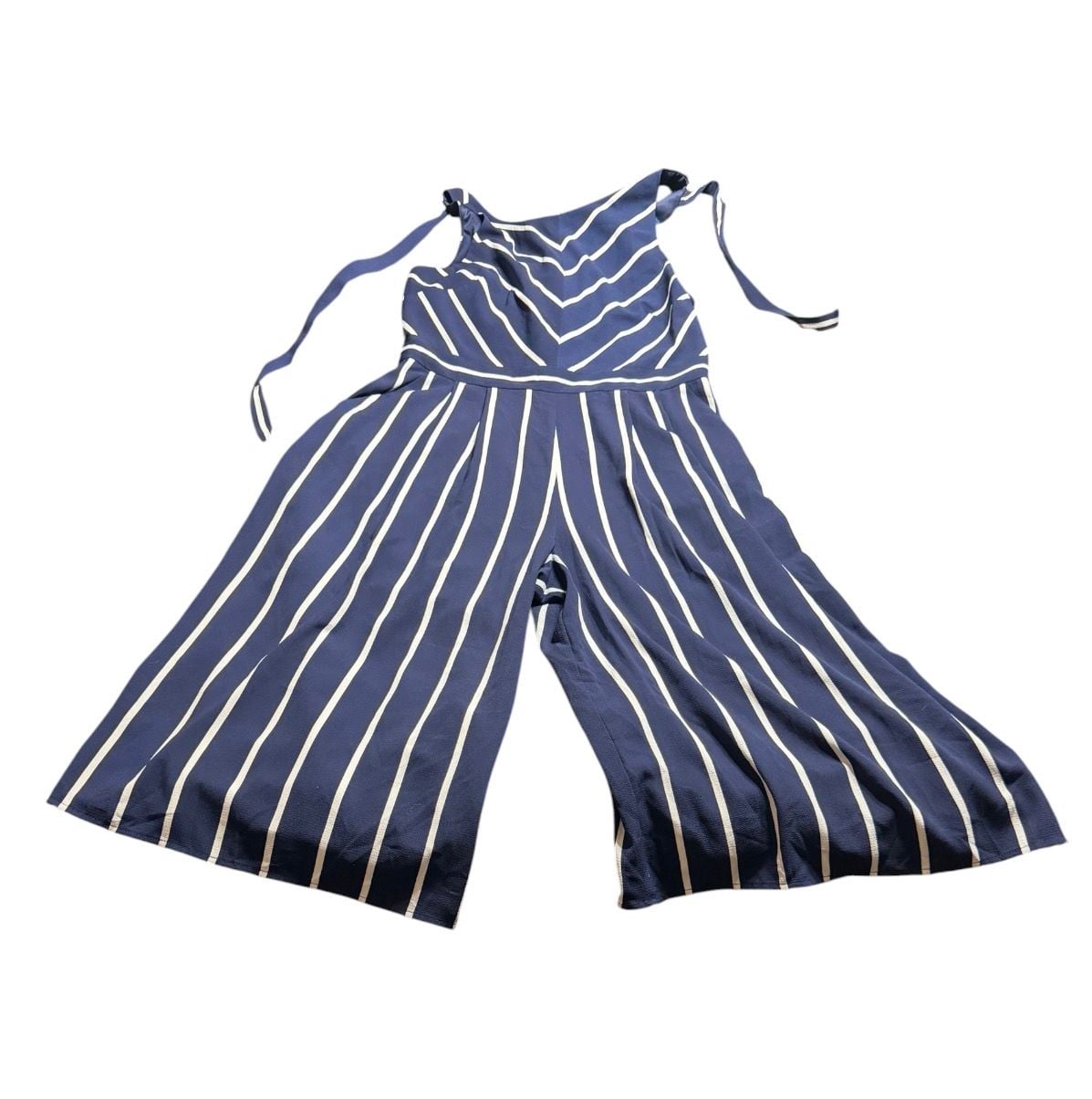 Jessica Howard Navy Blue And White Striped Jumpsuit Size 14 7