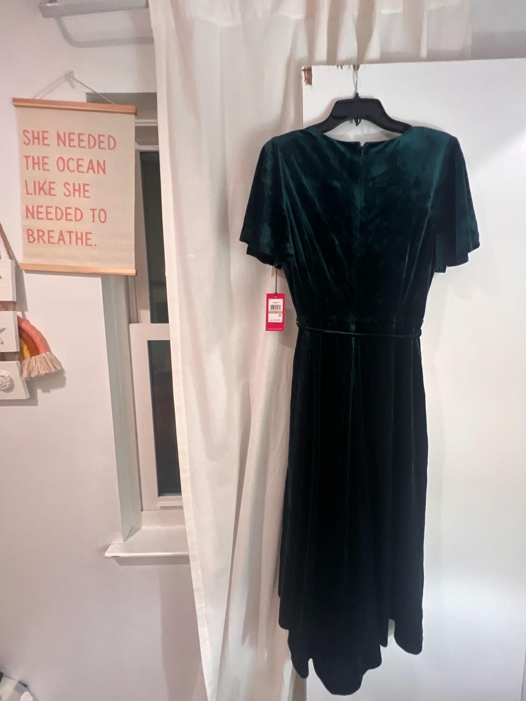 Vince Camuto Emerald Green Velvet Flutter Sleeve Wrap Dress Size 12 10