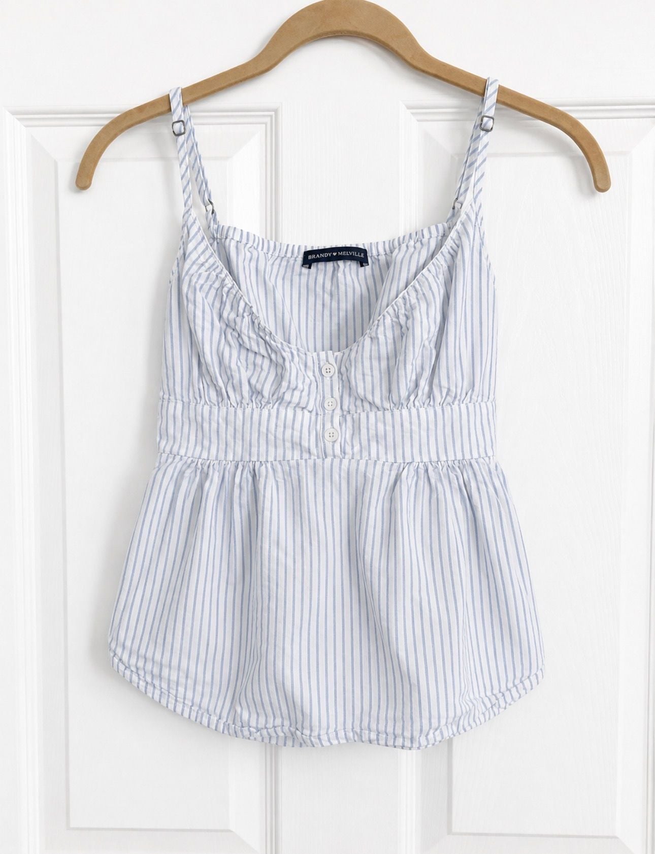 Brandy Melville Tiffany Tank Top Blue White Striped Babydoll Cami OS 3