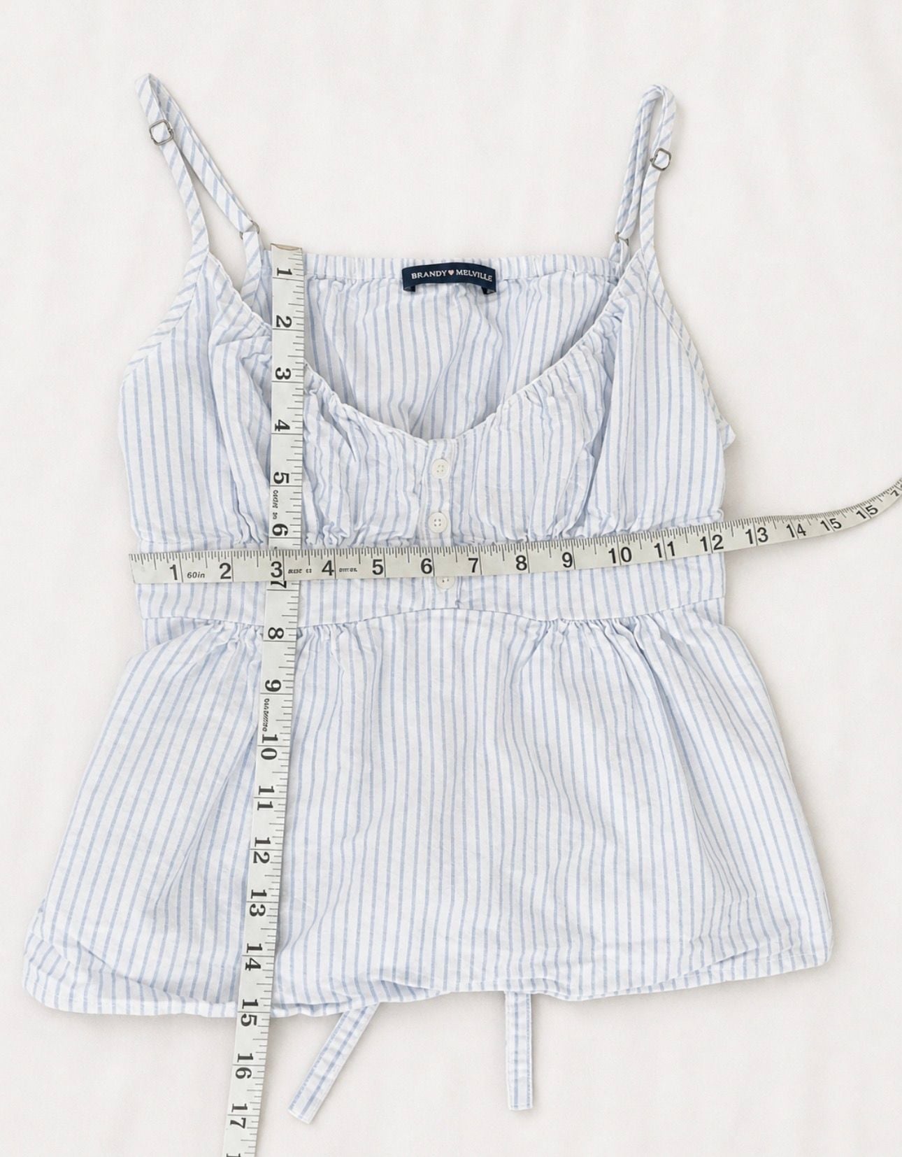 Brandy Melville Tiffany Tank Top Blue White Striped Babydoll Cami OS 5
