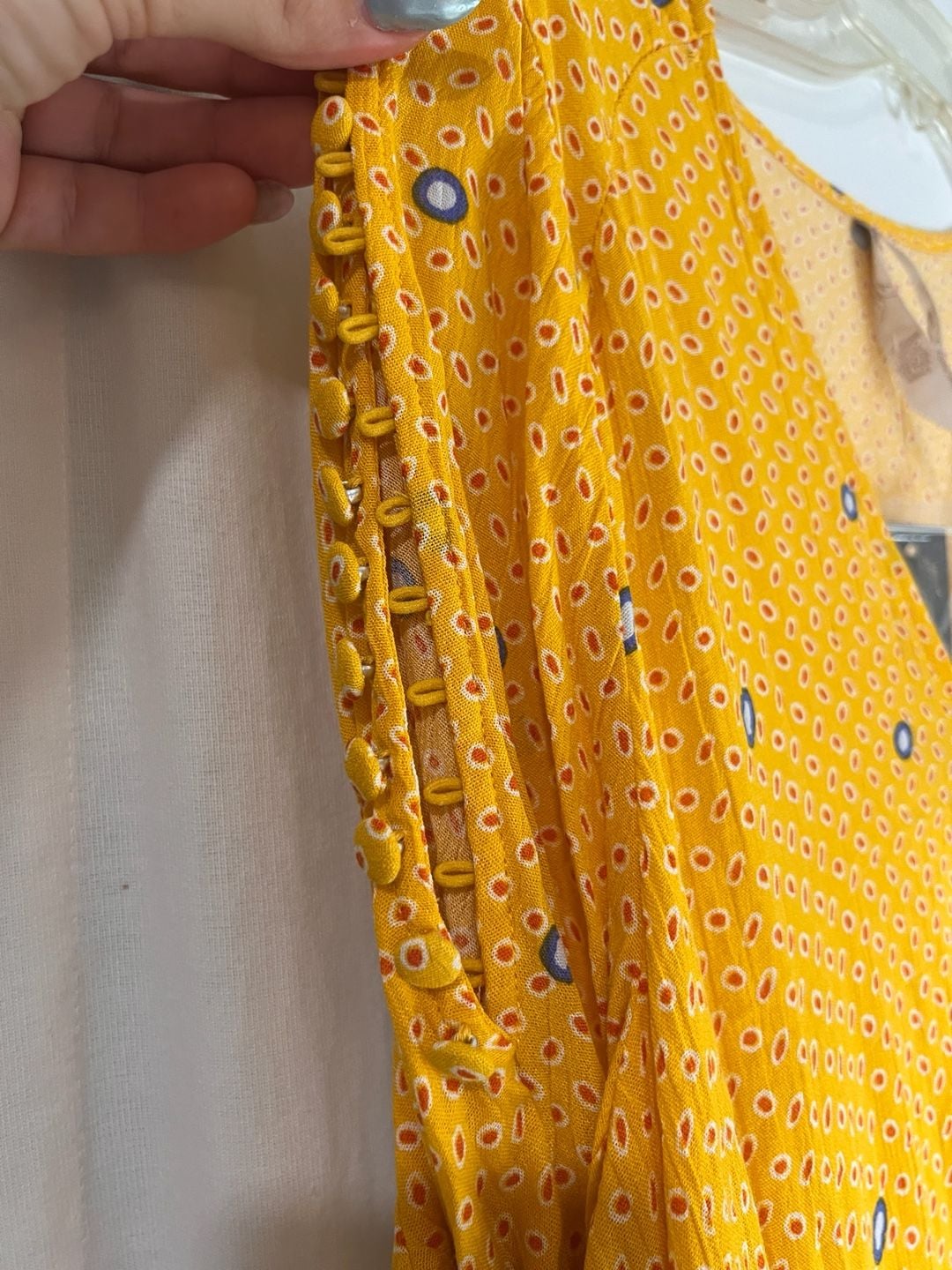 Melissa McCarthy Seven7 Yellow Printed V-Neck Maxi Dress with Tassels Size L 3