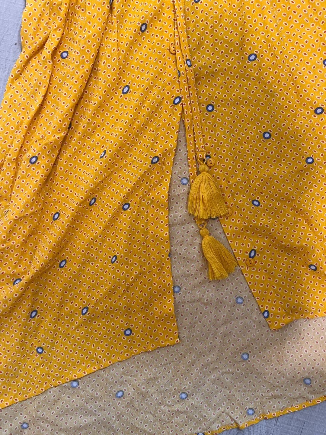 Melissa McCarthy Seven7 Yellow Printed V-Neck Maxi Dress with Tassels Size L 5