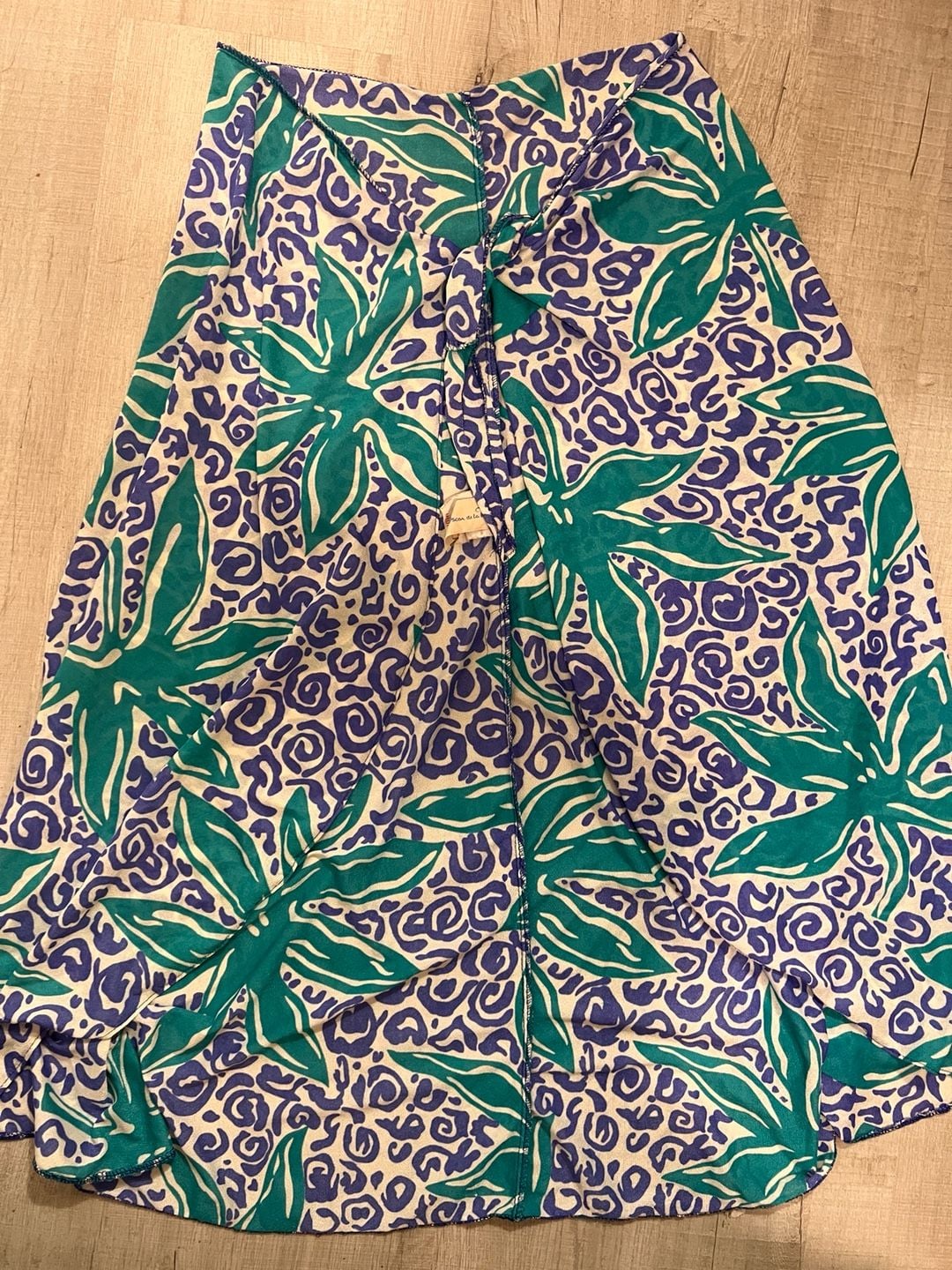 Oscar de la Renta Vintage Tropical Floral & Animal Print Wrap Sarong Skirt 2