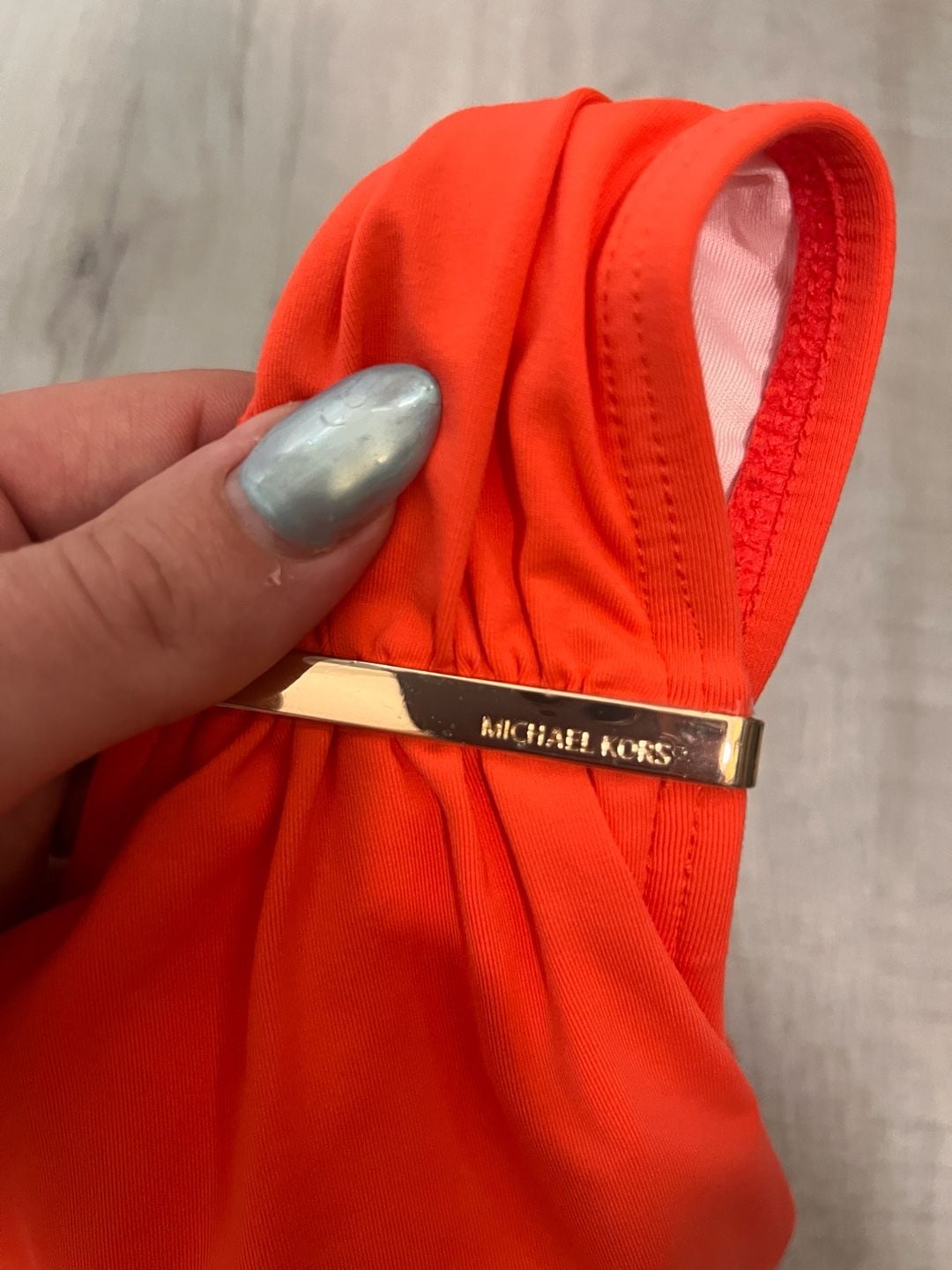 Michael Kors Women's Iconic One Shoulder One Piece Swimsuit Red Size 10 3