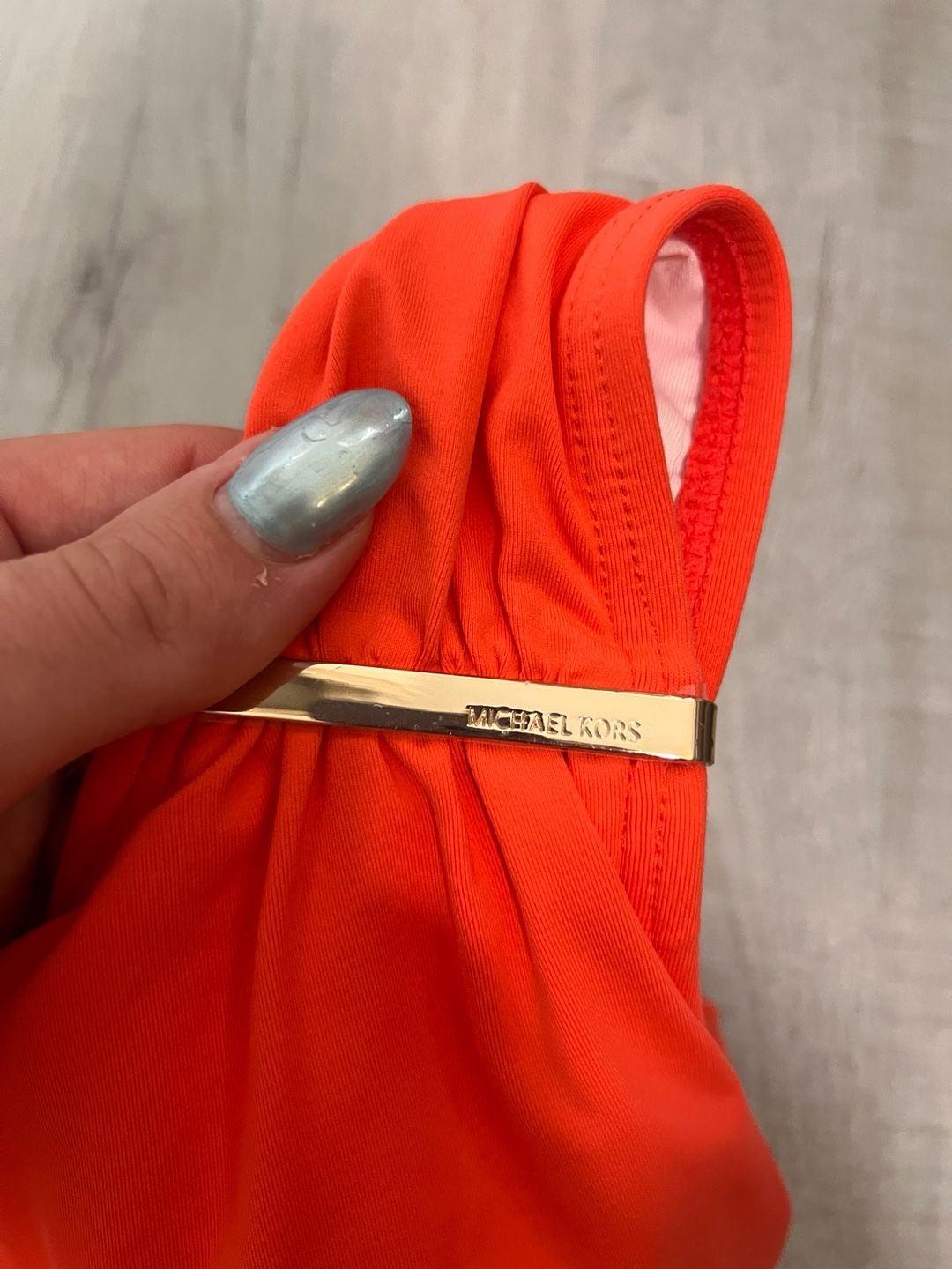 Michael Kors Women's Iconic One Shoulder One Piece Swimsuit Red Size 10 4