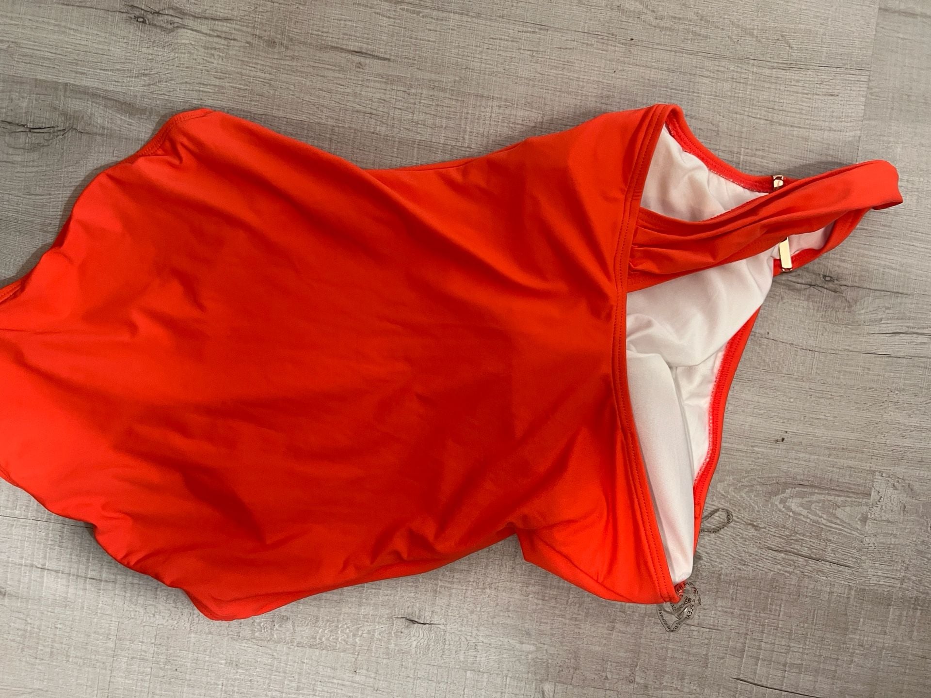 Michael Kors Women's Iconic One Shoulder One Piece Swimsuit Red Size 10 6