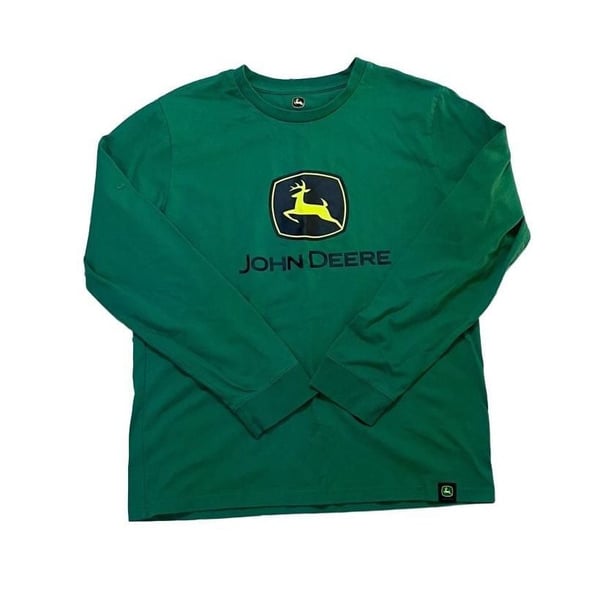 John Deere Green Long Sleeve Logo T-Shirt Size Small