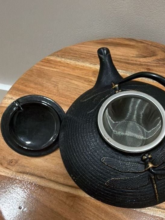 Iwachu Japanese Cast Iron Tetsubin Teapot Dragonfly Pattern with Infuser 6