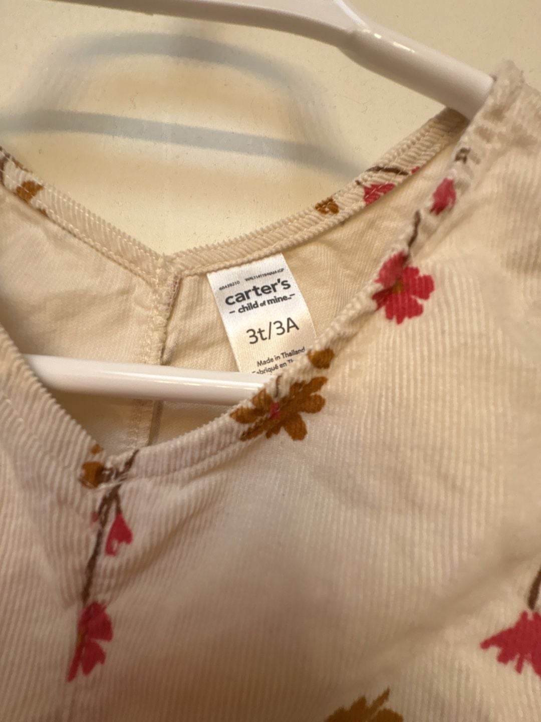 Carter's Child of Mine Floral Corduroy Jumper Dress Size 3T 3