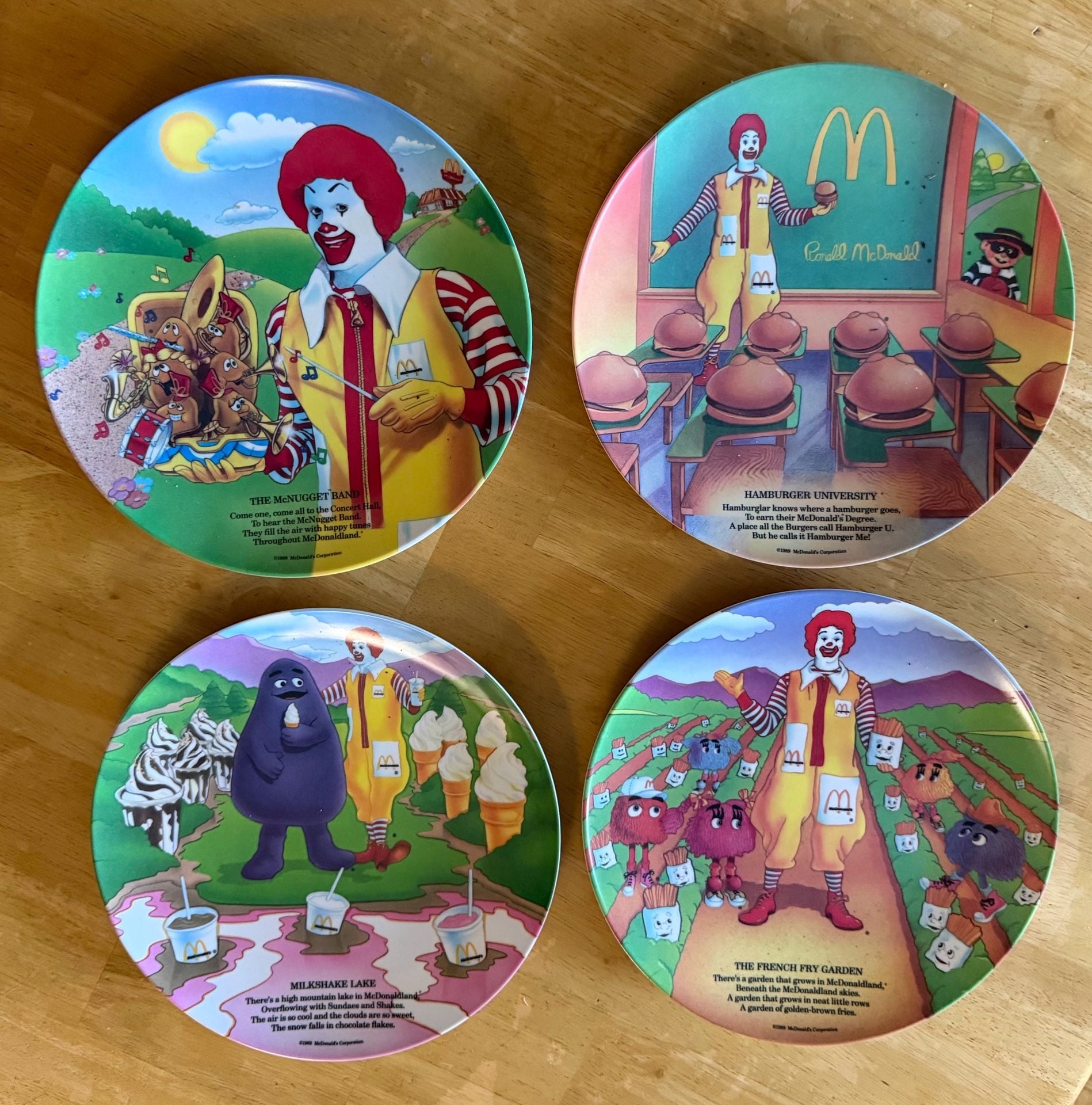 Vintage 1989 McDonald's Melamine Collector Plates Set of 4 1