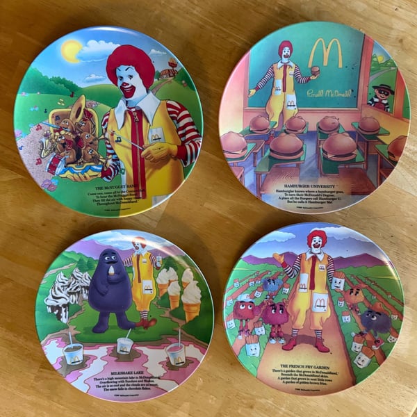 Vintage 1989 McDonald's Melamine Collector Plates Set of 4