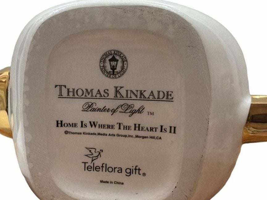 Thomas Kinkade Home Is Where The Heart Is Porcelain Teapot with Gold Trim 8