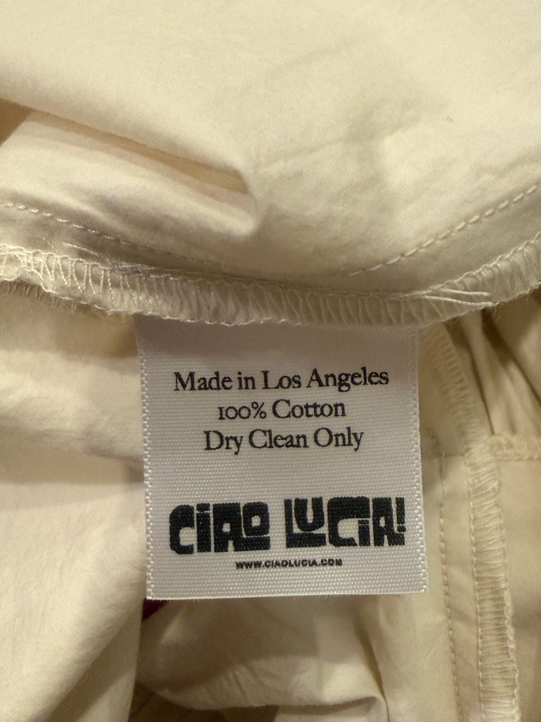 NWT Ciao Lucia Off-The-Shoulder Puff Sleeve Button-Front Dress Cream Size S 8