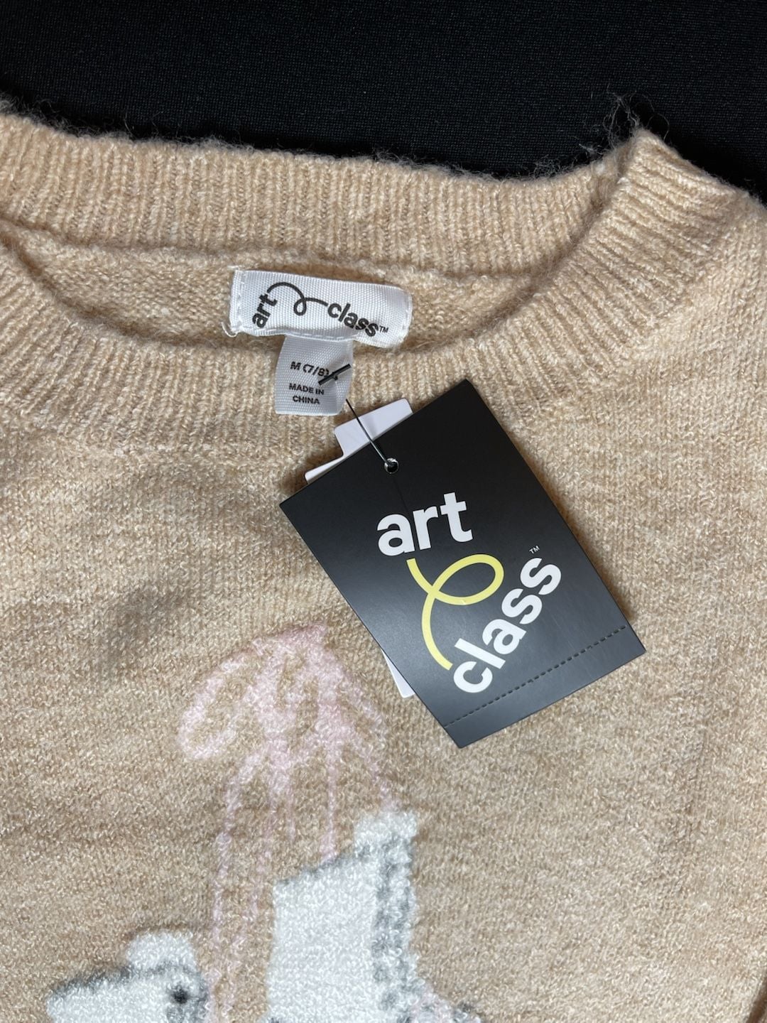 Art Class Girls Ice Skate Graphic Knit Sweater Beige Size M 7/8 NWT 3