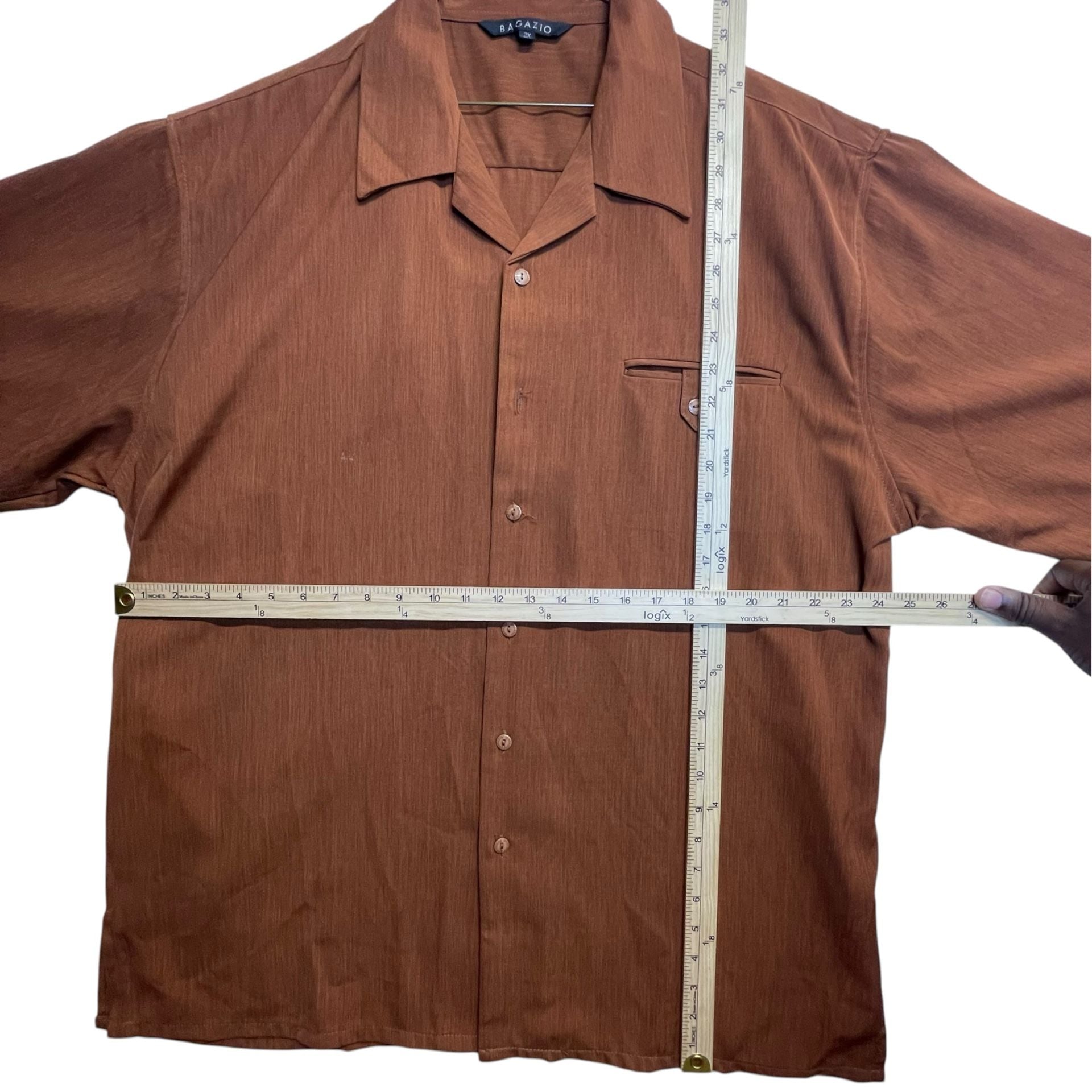 Bagazio Men’s 2XL Brown Short Sleeve Button Up Shirt & Size 40 Shorts Set 3
