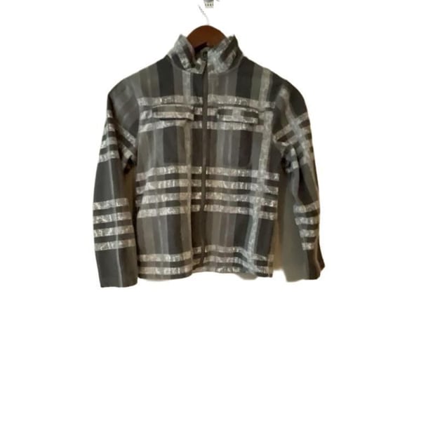 Slalom Boys Full-Zip Fleece Jacket Gray Plaid Size 8