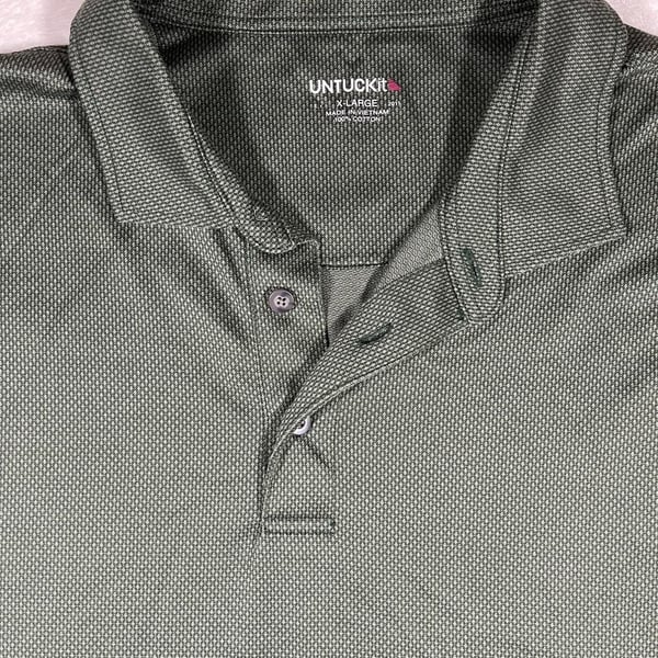 UNTUCKit Damaschino Diamond Birdseye Long Sleeve Polo Shirt Men's XL Green