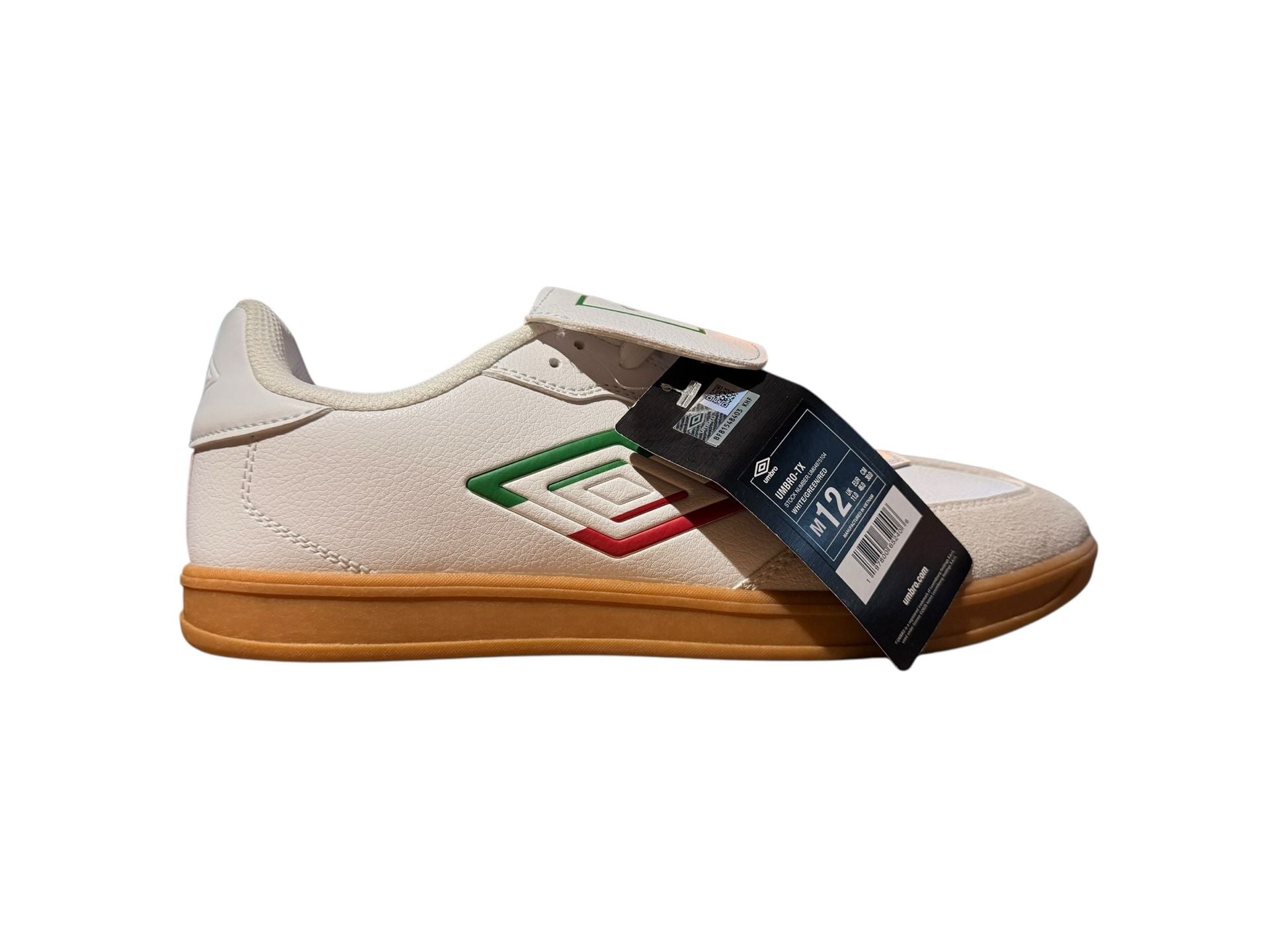 UMBRO-TX Men's White Green Red Gum Sole Indoor Soccer Sneakers Size 12 4